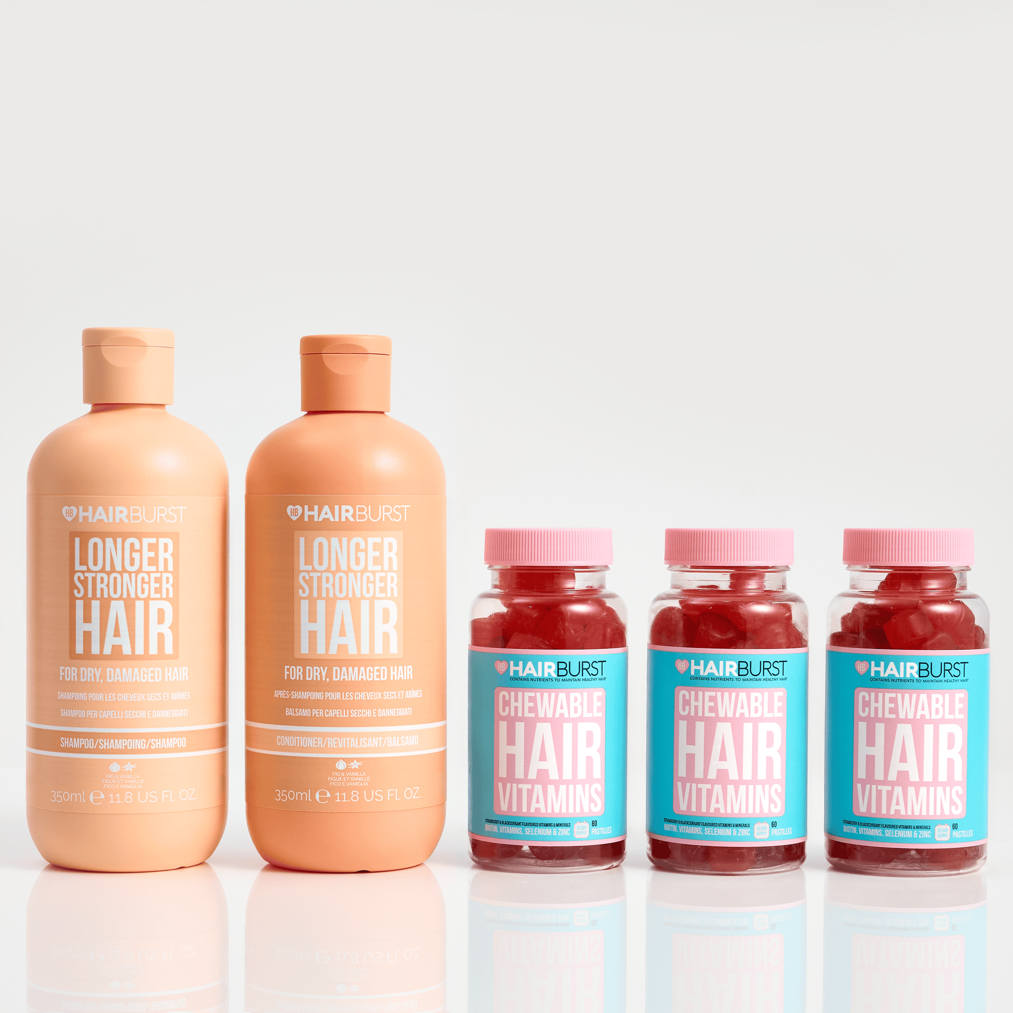 Hairburst Bundles Conditioner for Dry & Damaged Hair / Shampoo for Dry & Damaged Hair The Chewable Hair Growth Bundle