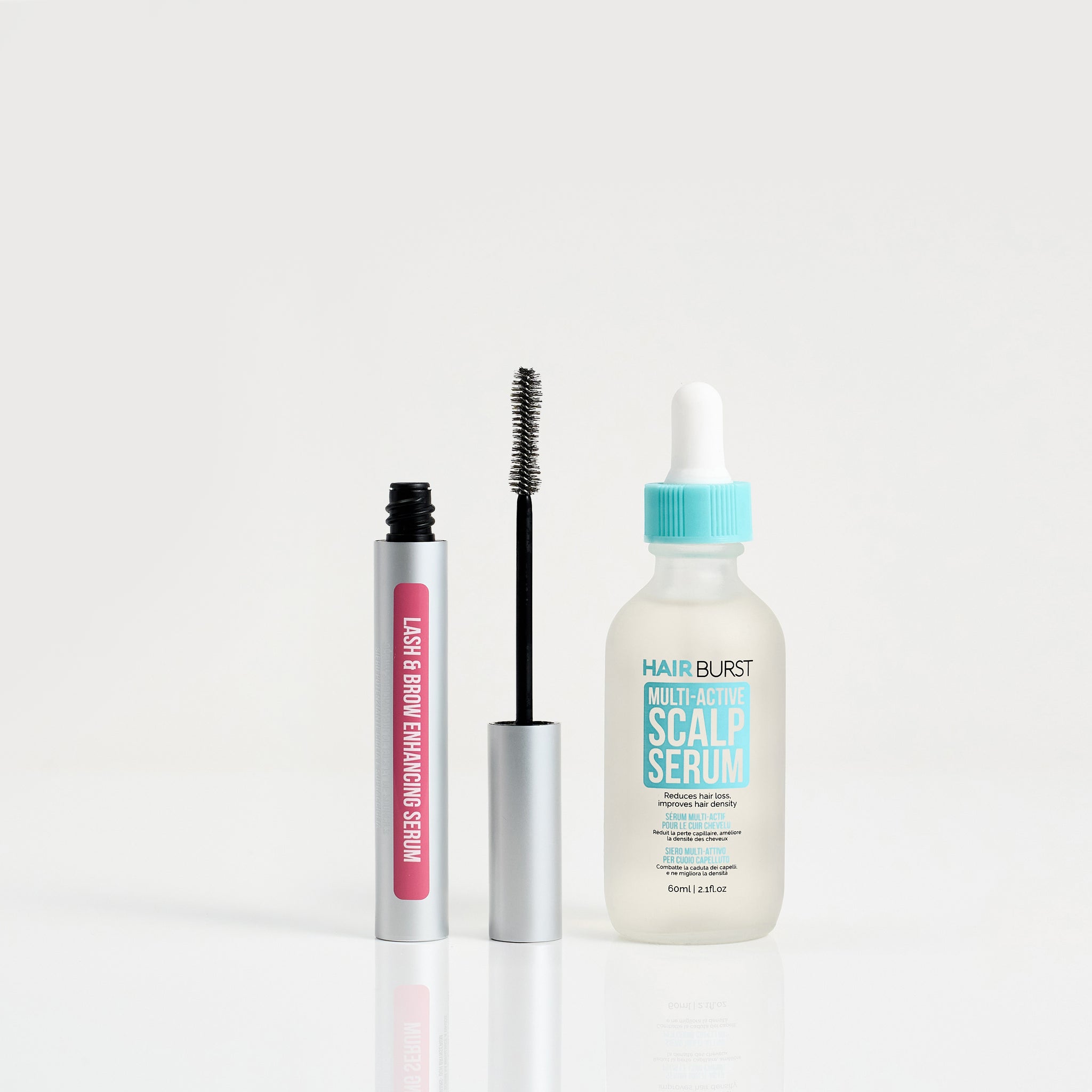 Two hair care products on a white background